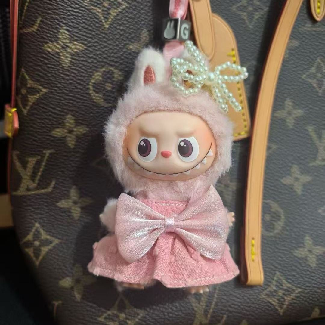 V4 labubu jump into summer pink bow dress